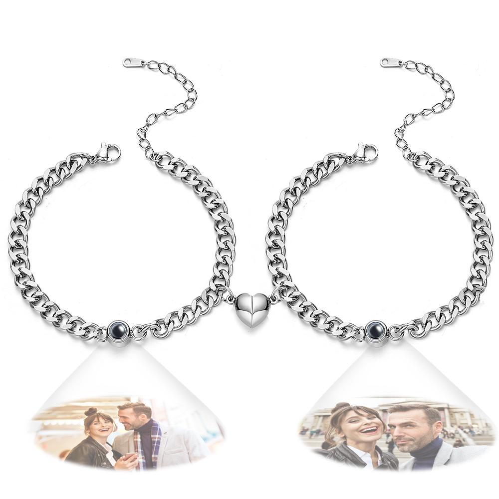 Custom Simple Fashion Chain with Magnet Picture Projection Bracelet - soufeelus