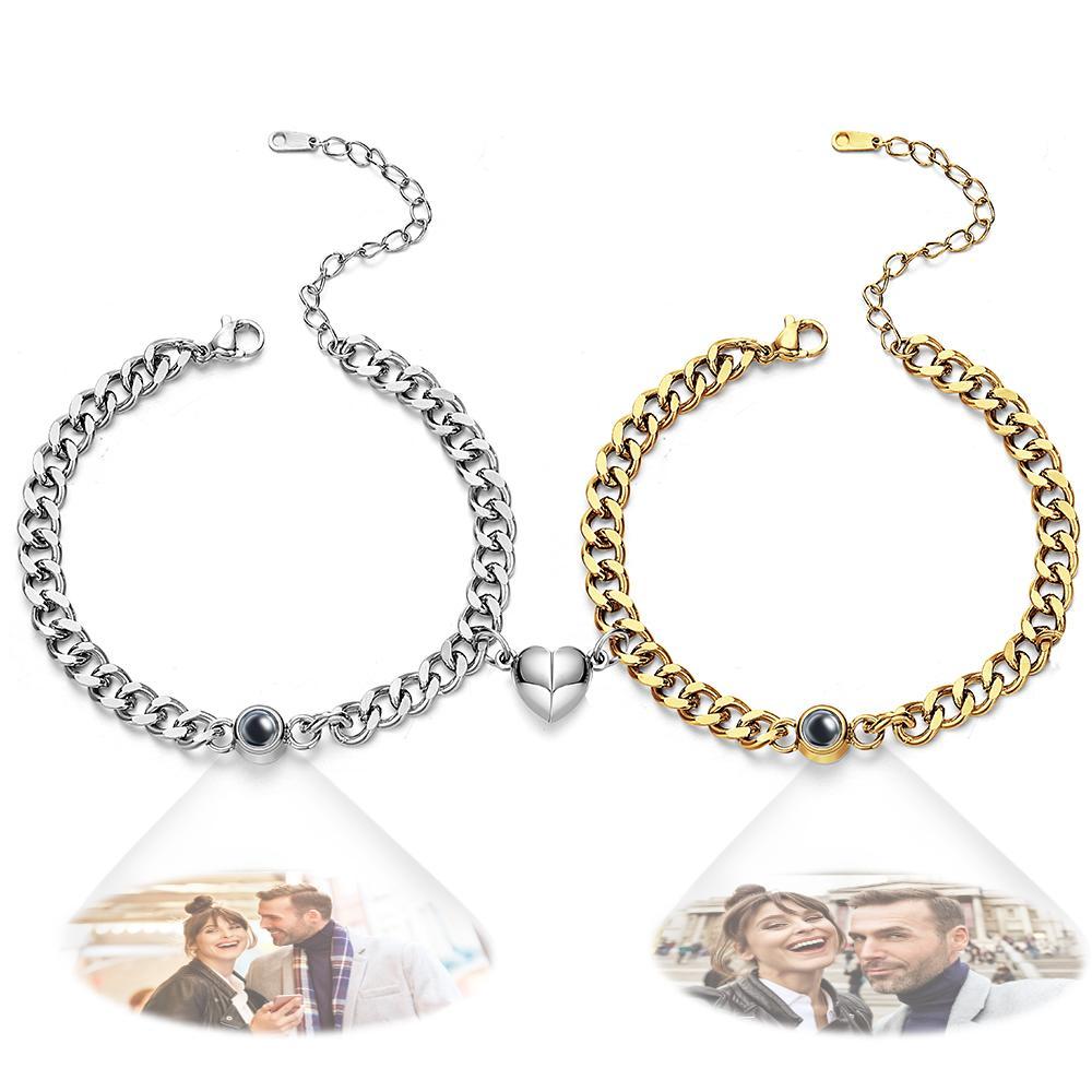 Custom Simple Fashion Chain with Magnet Picture Projection Bracelet - soufeelus