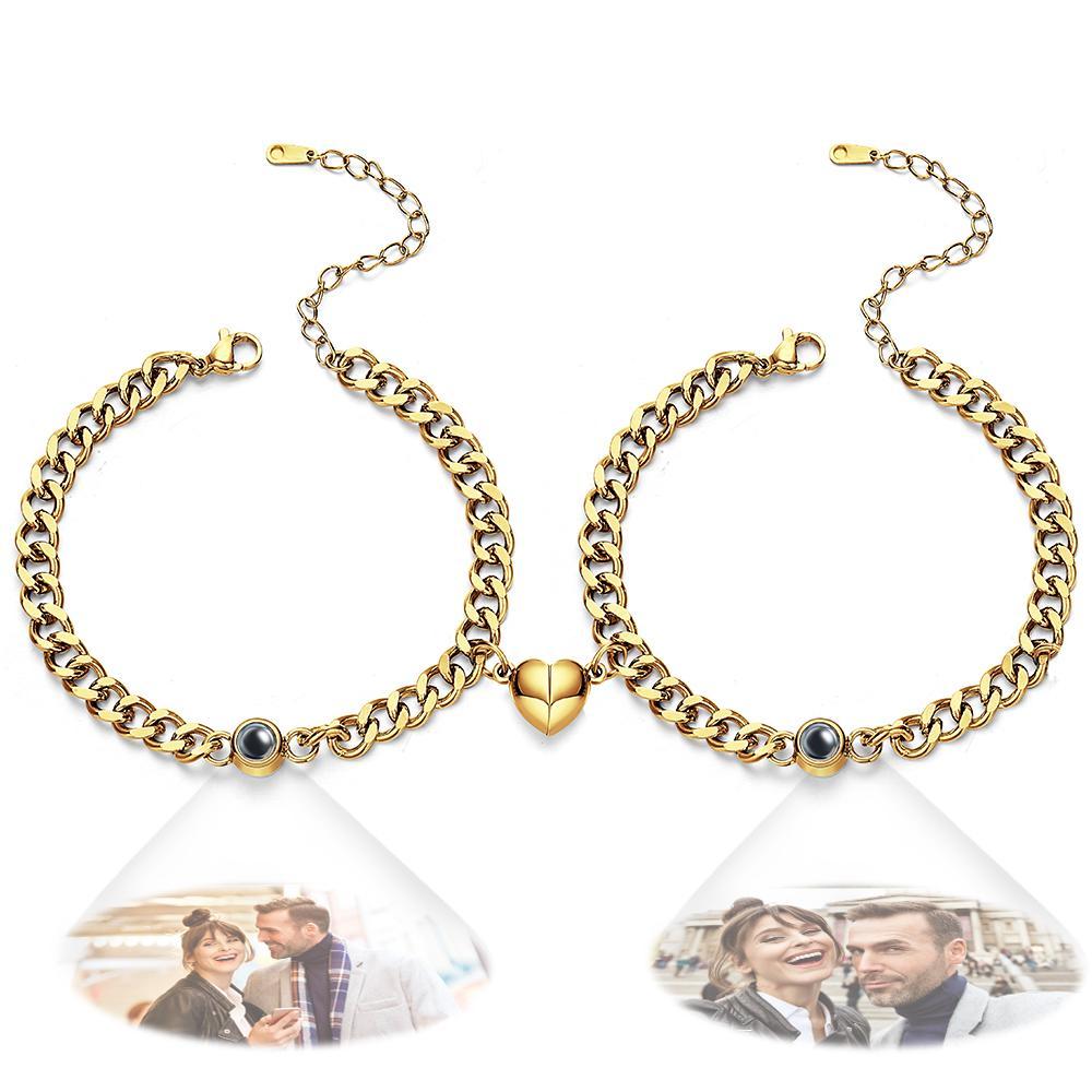 Custom Simple Fashion Chain with Magnet Picture Projection Bracelet - soufeelus