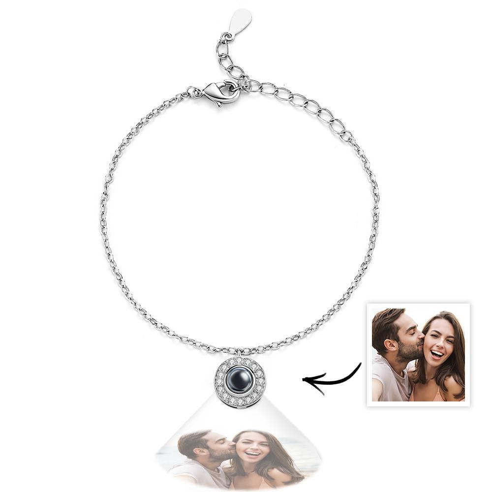 Petite Halo Photo Bracelet Luxurious Diamond Gift For Girlfriend Memorable Gift