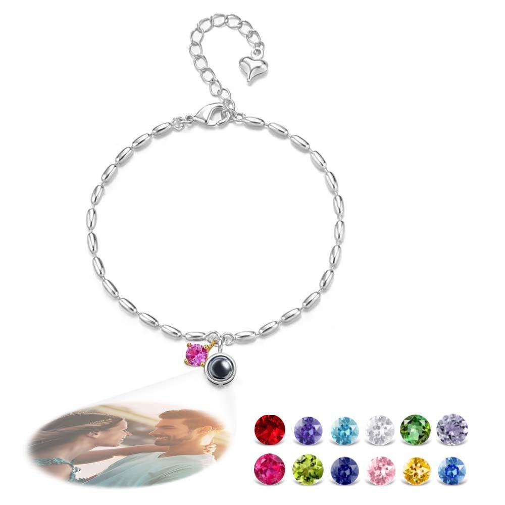 Personalized Birthstone Projection Photo Bracelet Custom Bracelet Memorial Jewelry Birthday Gift Mothers Day Gift