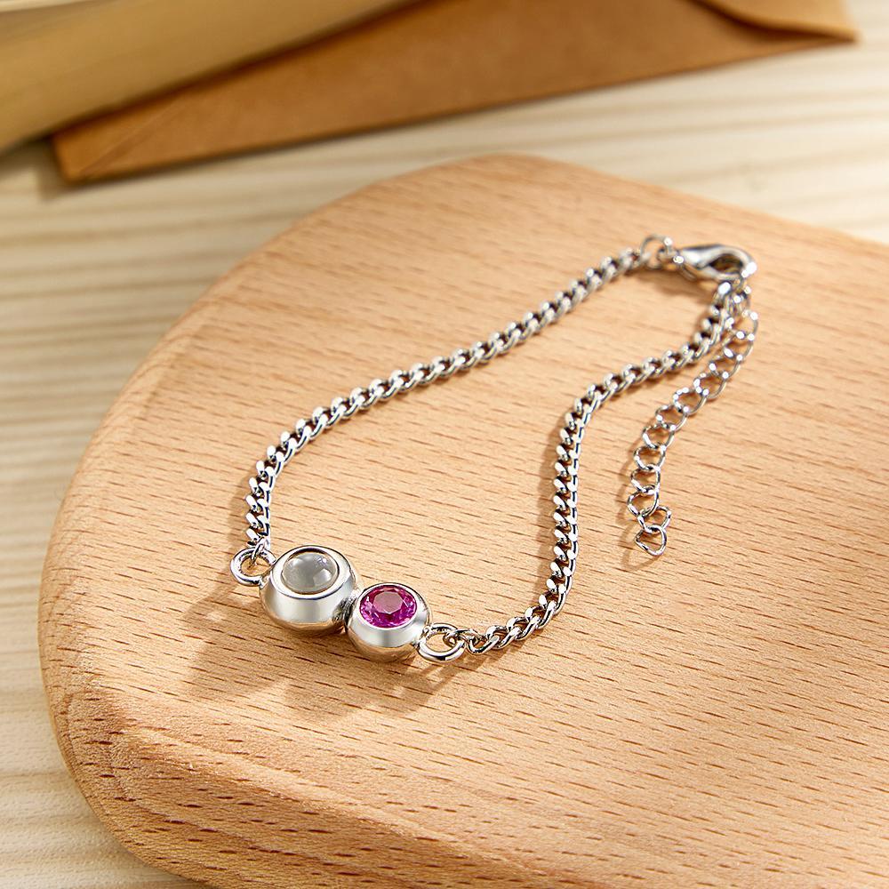 Projection Bracelet Personalized Birthstone Pendant Bracelet Photo Projection Bracelet Summer Jewelry Gift for Her - soufeelus