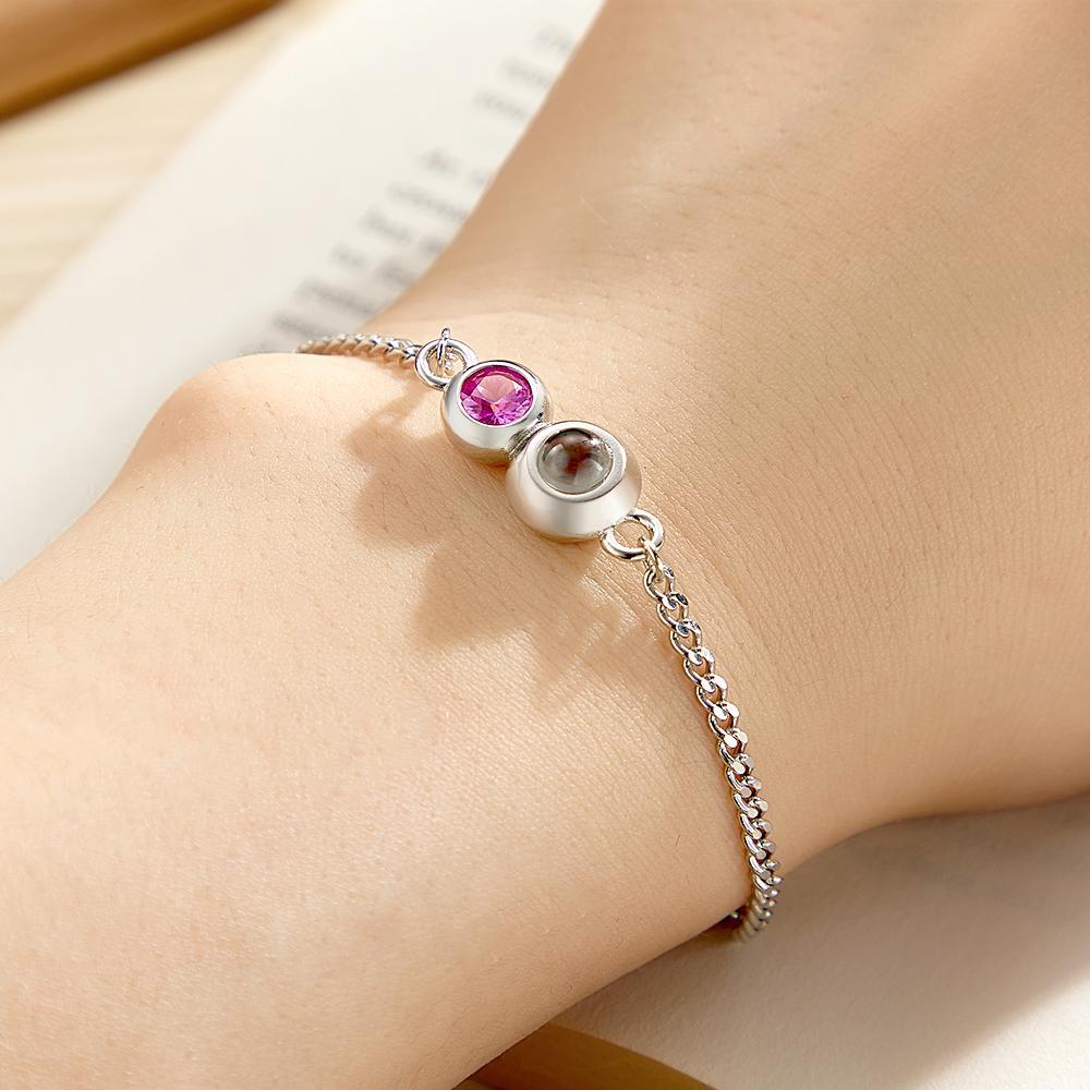 Projection Bracelet Personalized Birthstone Pendant Bracelet Photo Projection Bracelet Summer Jewelry Gift for Her - soufeelus