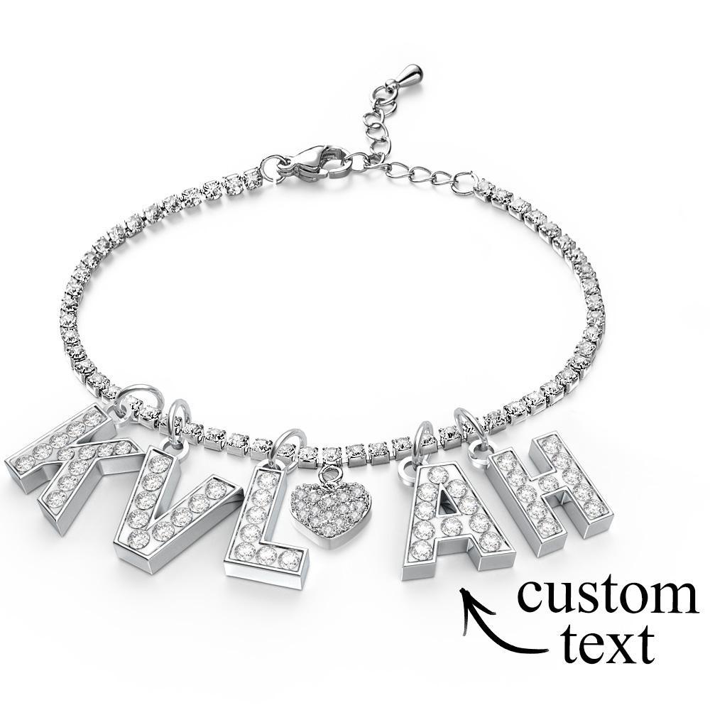 Personalized Sparkle Initial Anklet Custom Name Anklet Adjustable Ankle Chain Gift for Her - soufeelus