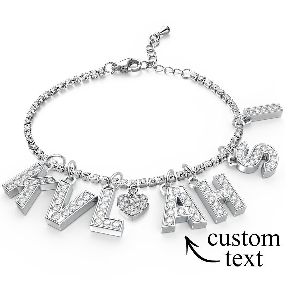 Personalized Sparkle Initial Anklet Custom Name Anklet Adjustable Ankle Chain Gift for Her - soufeelus