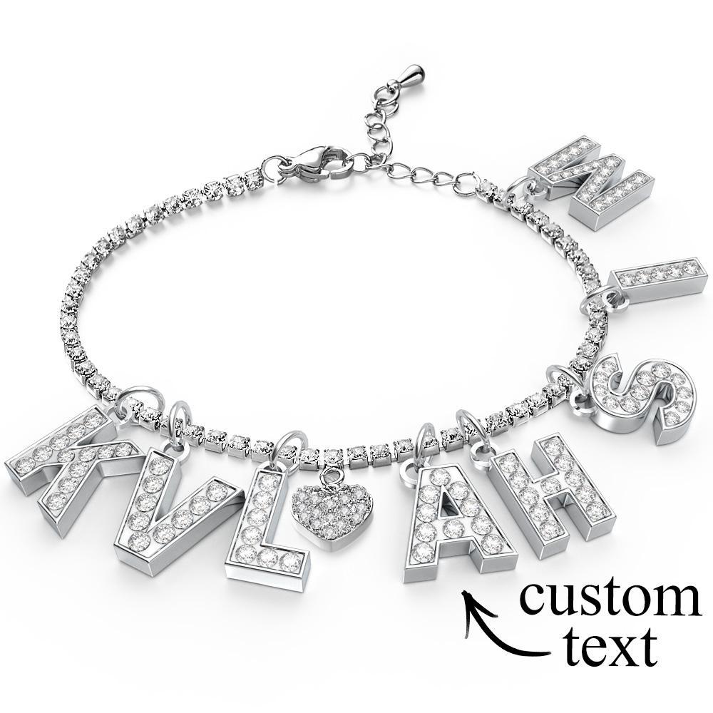 Personalized Sparkle Initial Anklet Custom Name Anklet Adjustable Ankle Chain Gift for Her - soufeelus