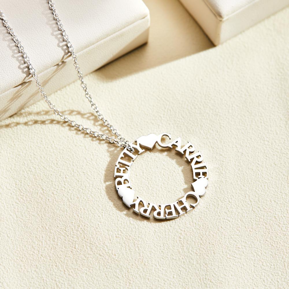 Custom Name Circle Necklace Personalized Elegant Round Necklace Jewelry Gifts - soufeelus