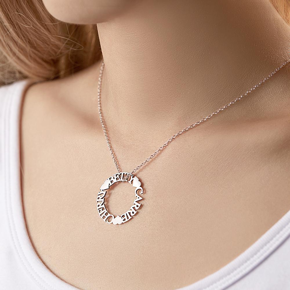 Custom Name Circle Necklace Personalized Elegant Round Necklace Jewelry Gifts - soufeelus
