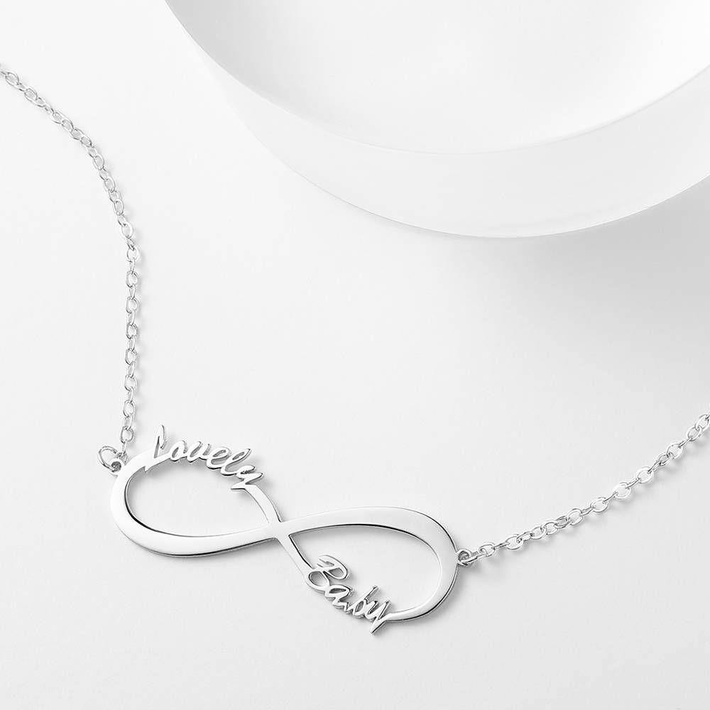 Children's Infinity Name Necklace Platinum Plated - soufeelus