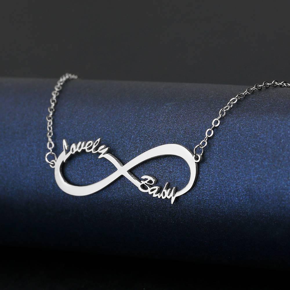 Children's Infinity Name Necklace Platinum Plated - soufeelus