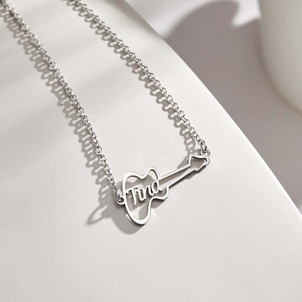 Custom Guitar Shaped Name Necklace Punk Choker for Music Lover - soufeelus