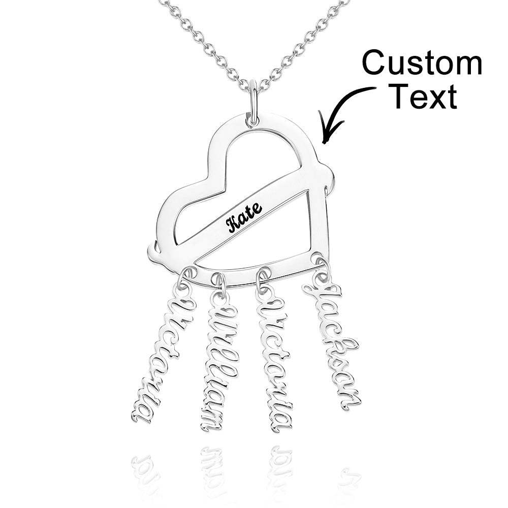 Personalized Engraved Dream Catcher Heart Necklace with Names Pendant Unique Gifts - soufeelus