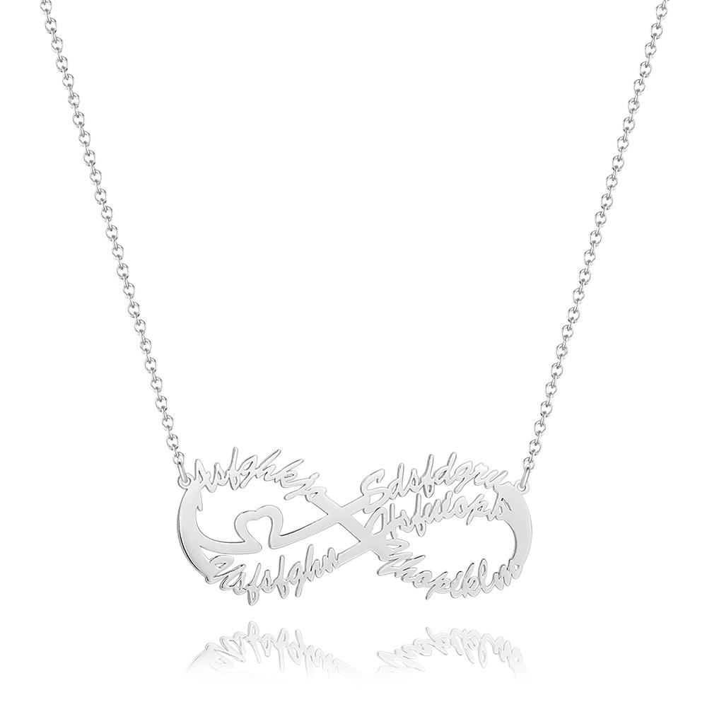 Name Necklace with Heart Gift Necklace Dainty Name Necklace Five Names