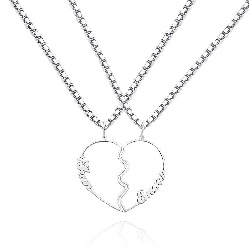 Matching Name Necklace Personalized Romantic Love Heart Couple Necklace - soufeelus