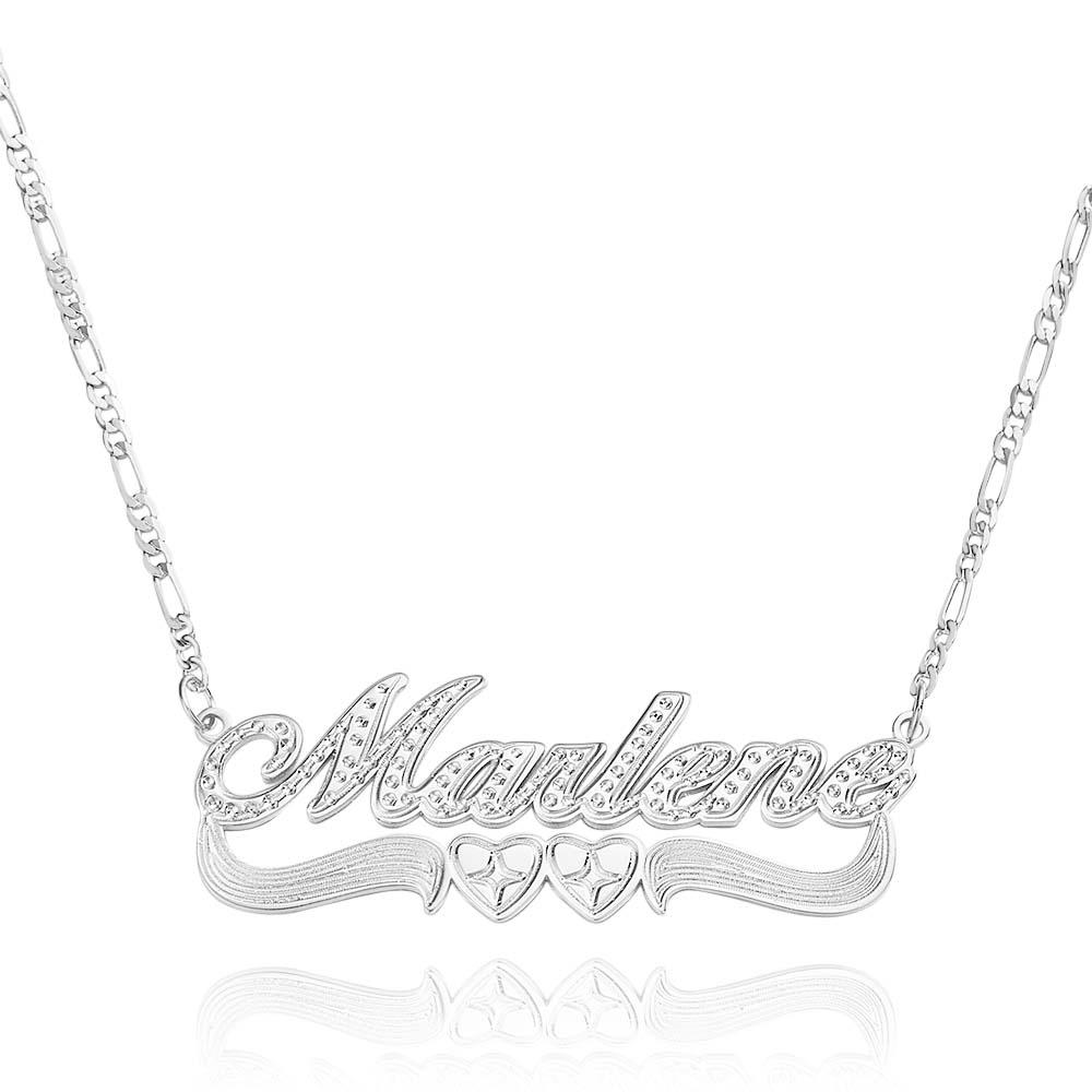 Two-Tone Heart Custom Name Necklace Shine Birthday Gift for You Loved Ones - soufeelus