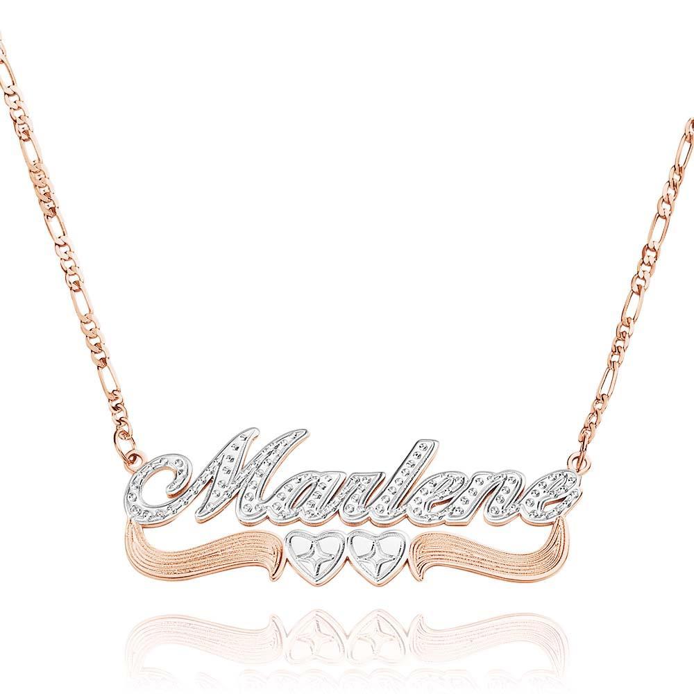 Two-Tone Heart Custom Name Necklace Shine Birthday Gift for You Loved Ones - soufeelus