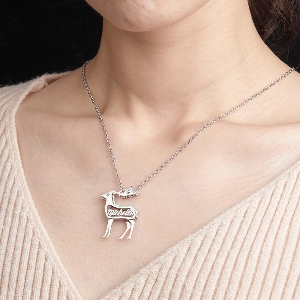 The Eye of the Deer Personalized Name Necklace with Birthstone - soufeelus