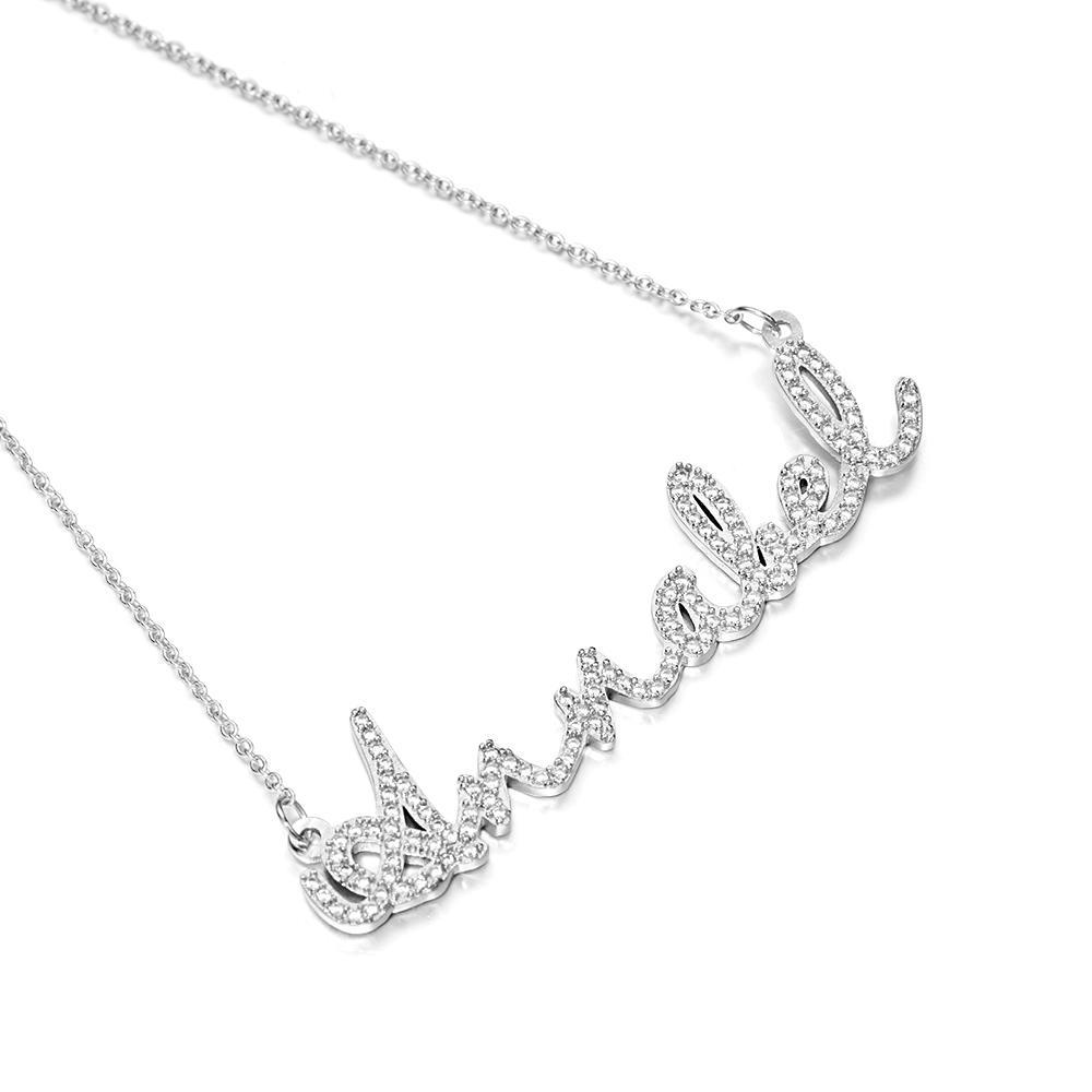 Personalized Dainty Name Necklace with Diamond Minimalist Necklace Iced Out Jewelry - soufeelus