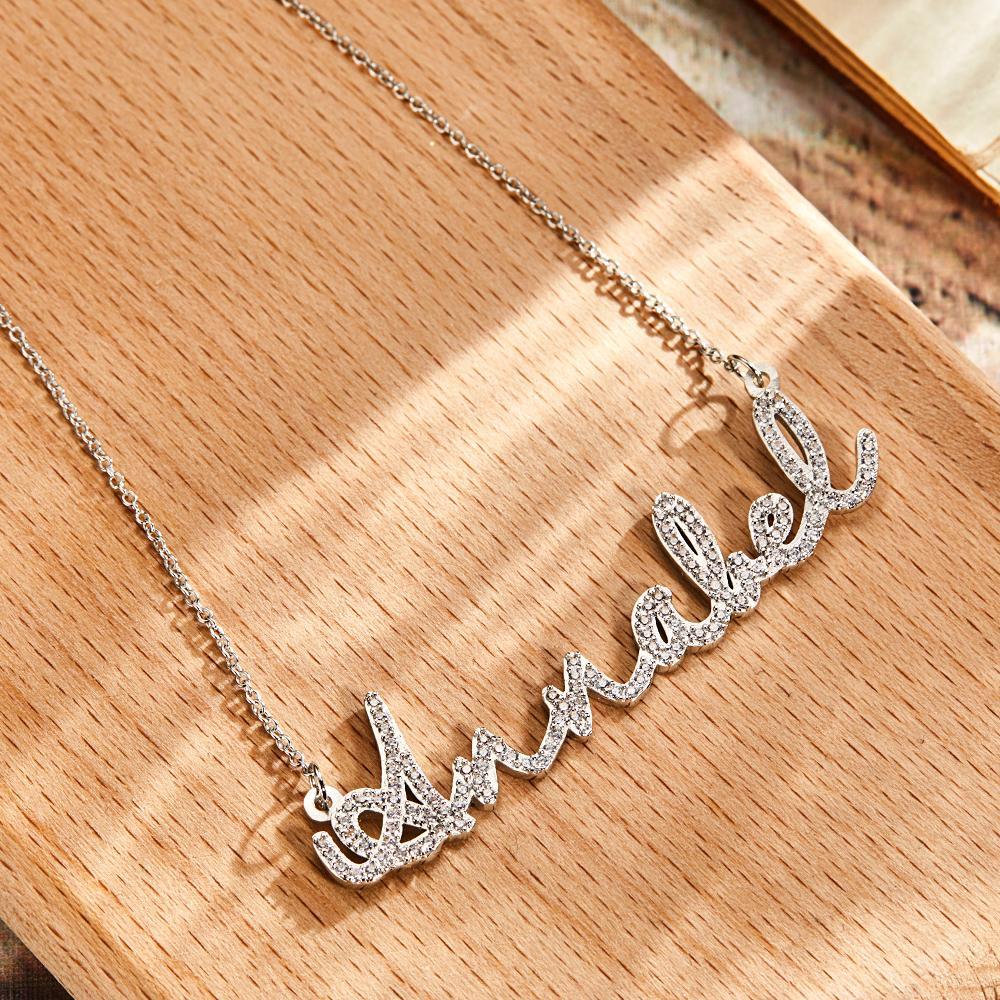 Personalized Dainty Name Necklace with Diamond Minimalist Necklace Iced Out Jewelry - soufeelus