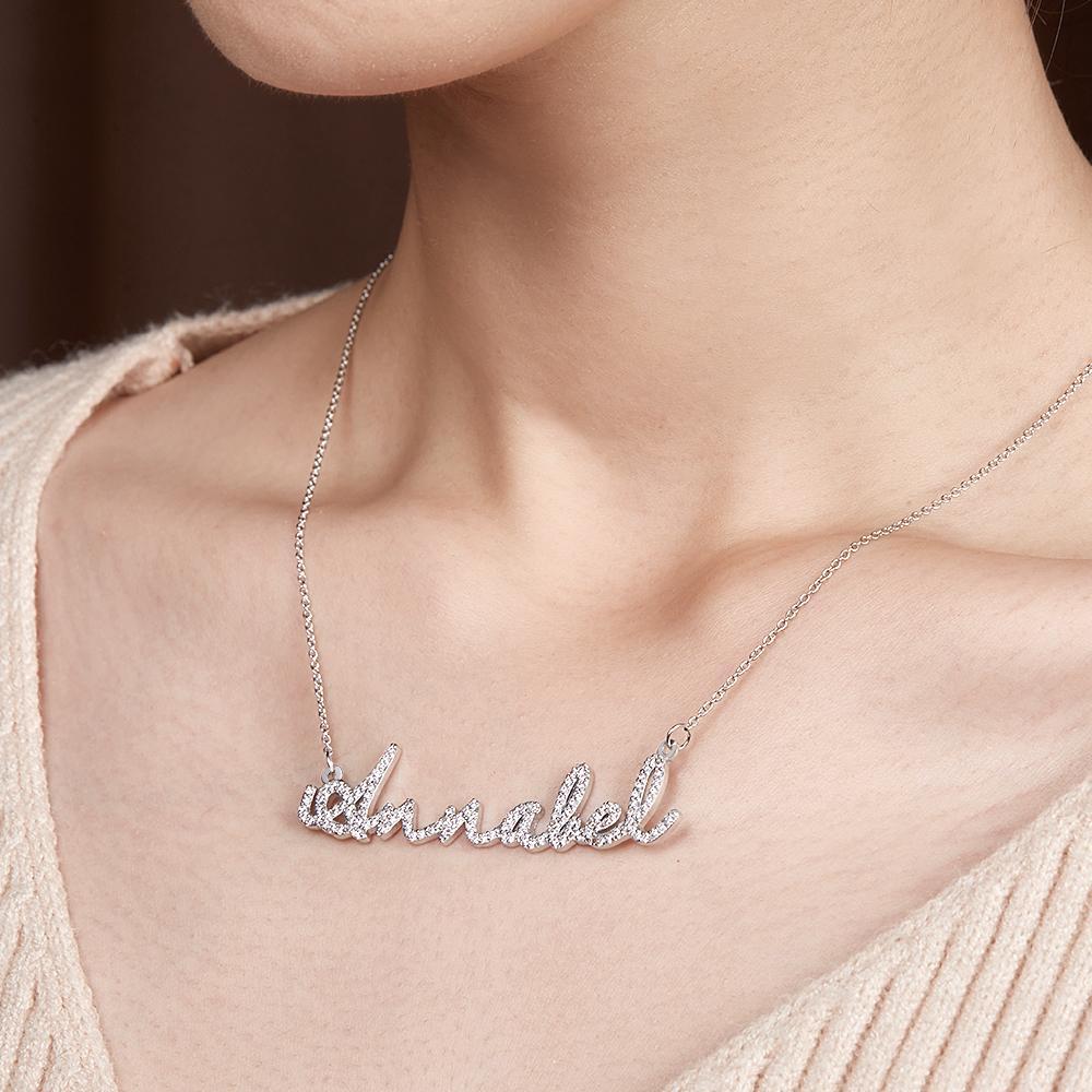 Personalized Dainty Name Necklace with Diamond Minimalist Necklace Iced Out Jewelry - soufeelus