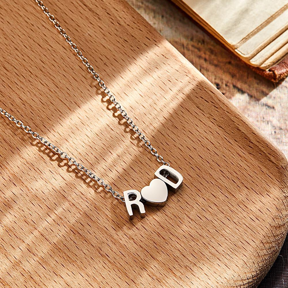 Custom Initial Necklace Personalized Couples Heart Necklace Minimalist Necklace Gold Letter Charm Birthday Gift For Her - soufeelus