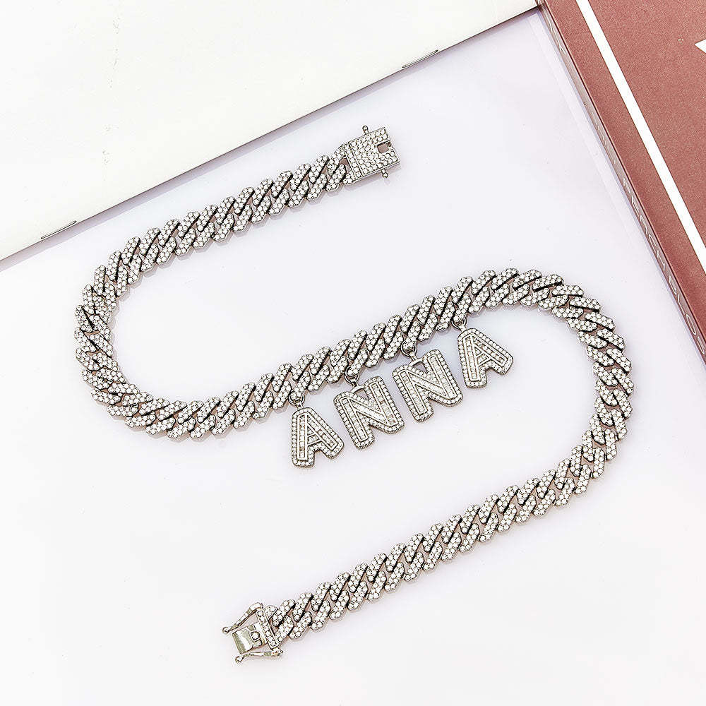 Personalized Letters Cuban Chain Custom Name Choker Bling Hip Pop Necklace Gift for Sisters Friends - soufeelus