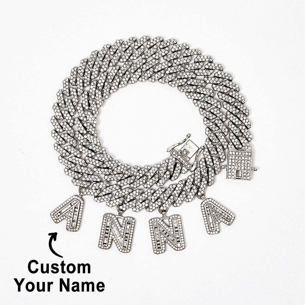 Personalized Letters Cuban Chain Custom Name Choker Bling Hip Pop Necklace Gift for Sisters Friends - soufeelus