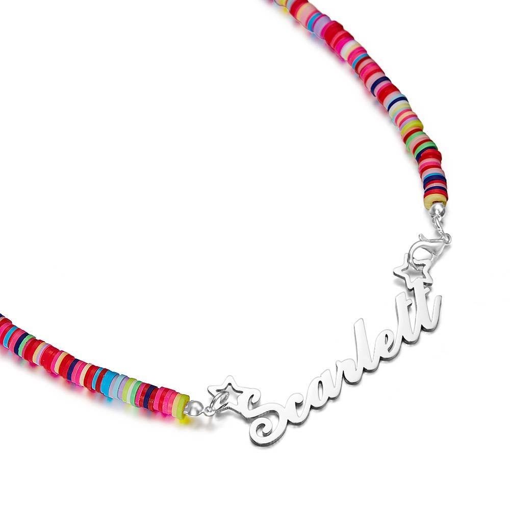 Rainbow Magic Girls Name Necklace Personalized Children Nameplate Necklace Gift - soufeelus