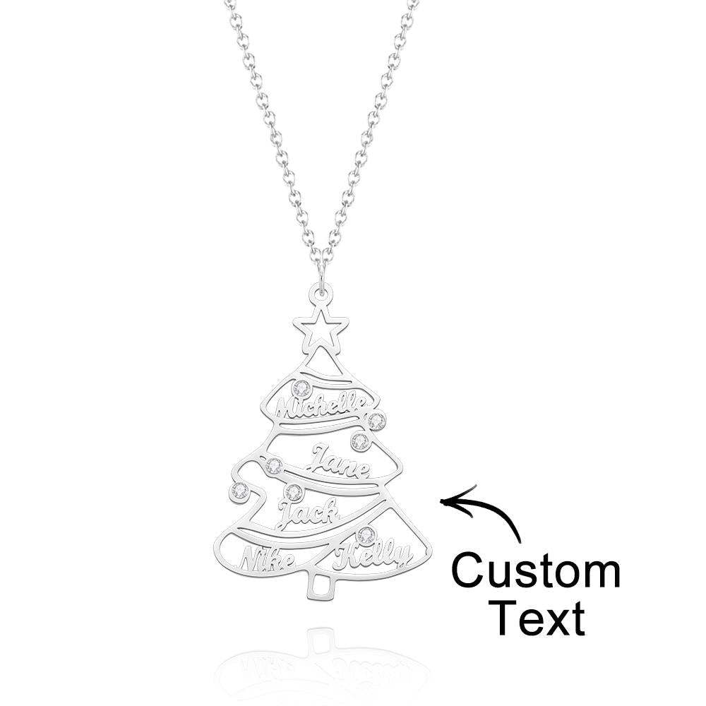 Custom Engraved Necklace Christmas Family Tree Rhinestone Gifts - 
