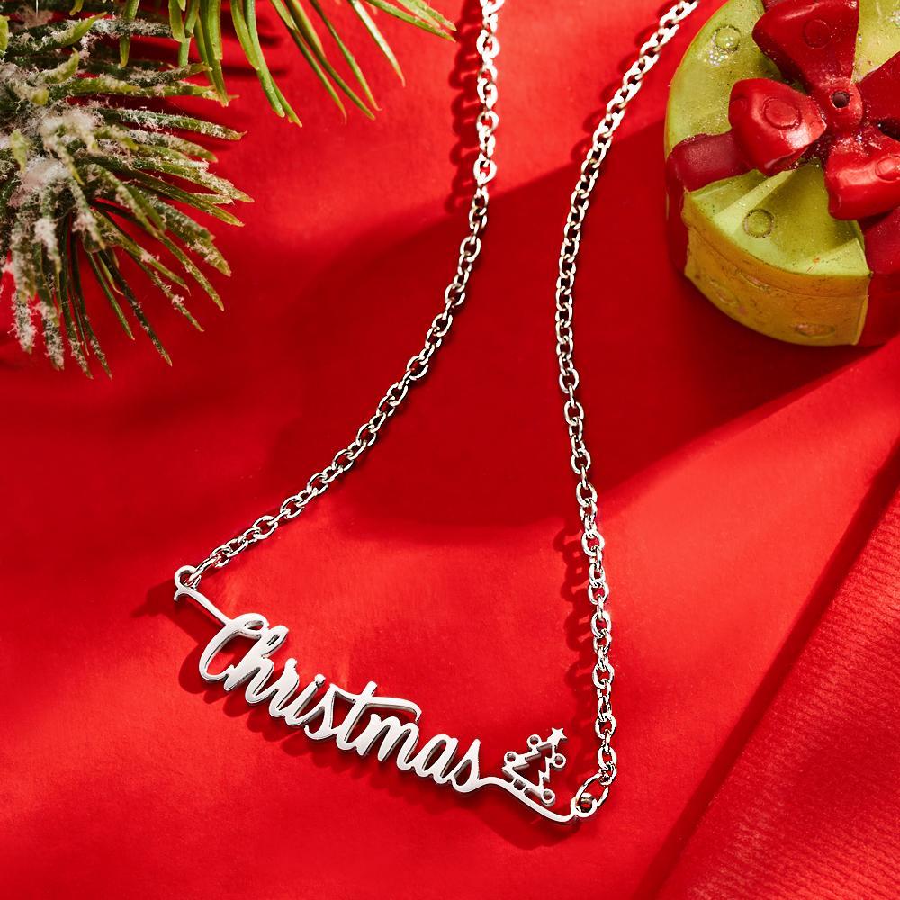 Custom Name Necklace with Christmas Tree Jewelry Gift for Christmas