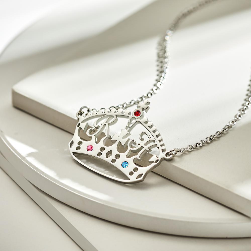 Custom Engraved Diamond Exchange Necklace Tiara Shaped Necklace Gift to Her - 