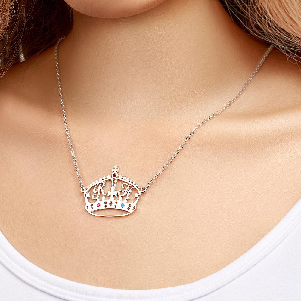 Custom Engraved Diamond Exchange Necklace Tiara Shaped Necklace Gift to Her -