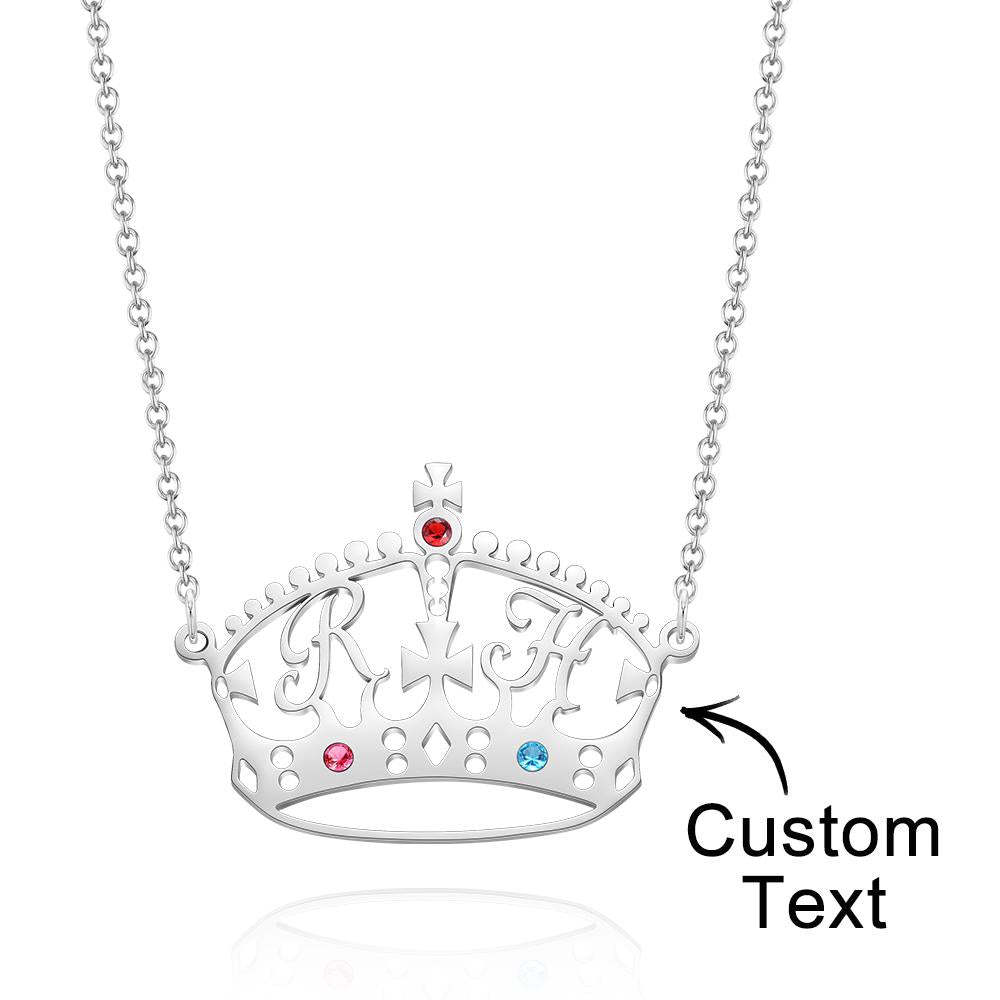 Custom Engraved Diamond Exchange Necklace Tiara Shaped Necklace Gift to Her -