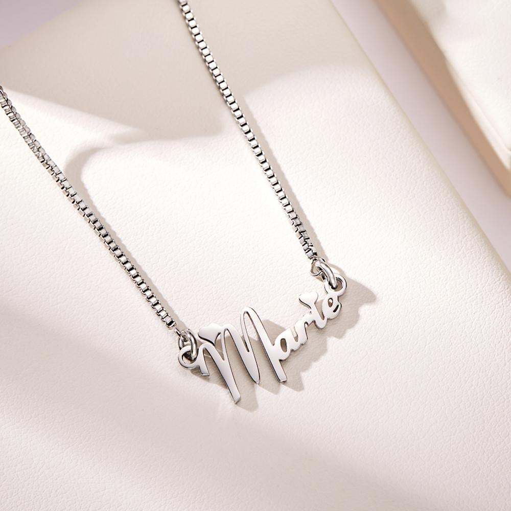 Custom Engraved Anniversary Plaque Silver Necklace Gift to Her -