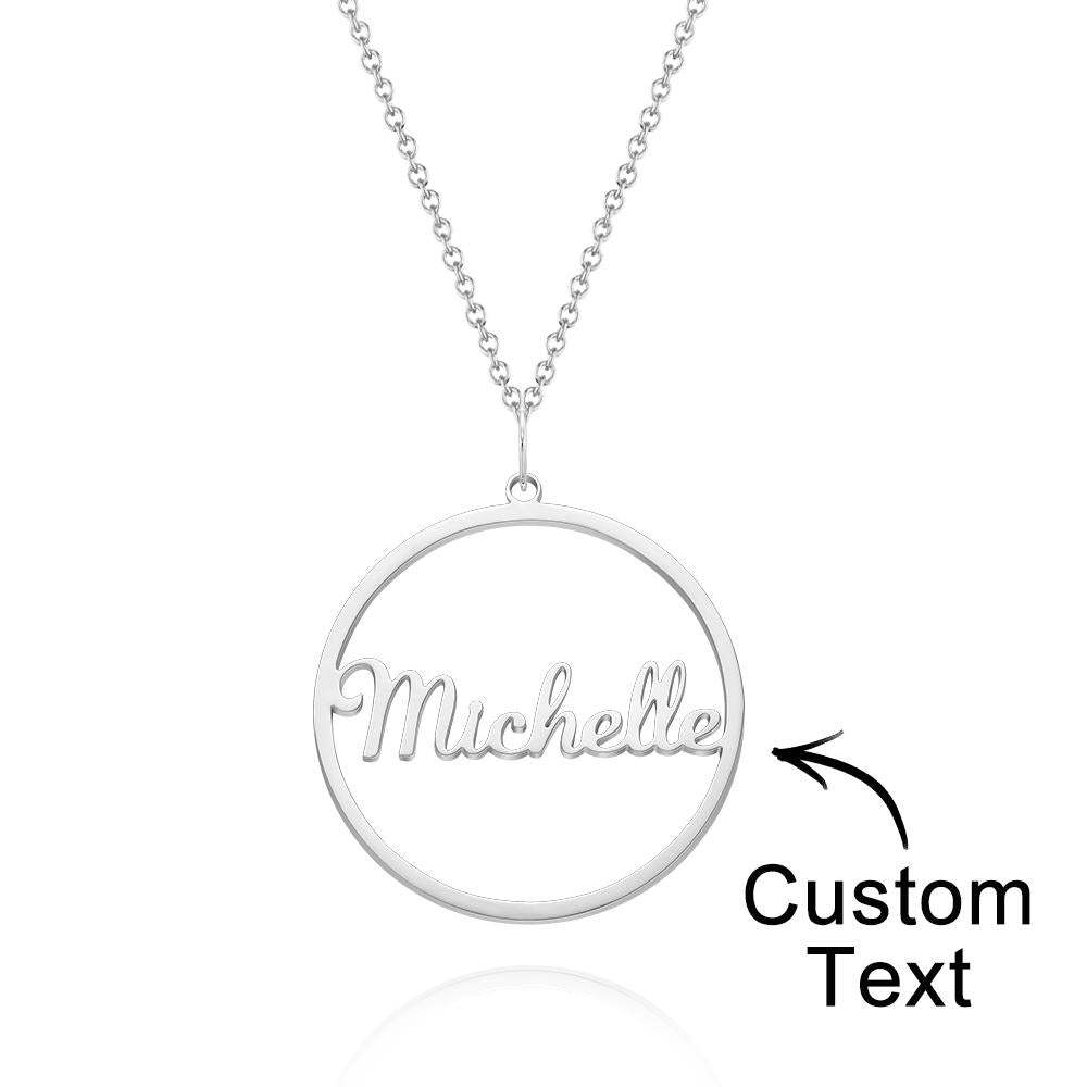 Custom Engraved Necklace Simple Circular Pendant Necklace Gift for Mom - 