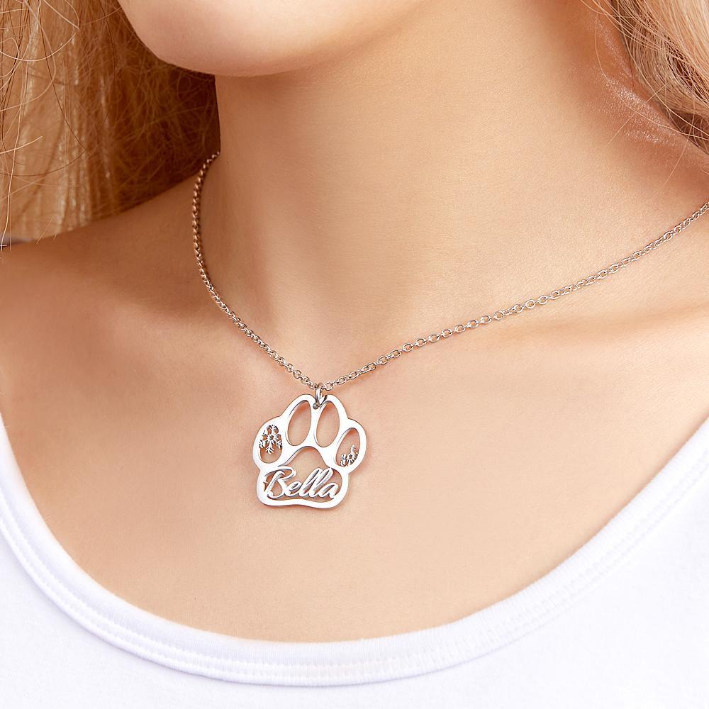 Custom Engraved Necklace Dog Claw Letter Necklace Gift for Her -