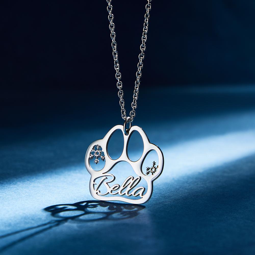 Custom Engraved Necklace Dog Claw Letter Necklace Gift for Her - 
