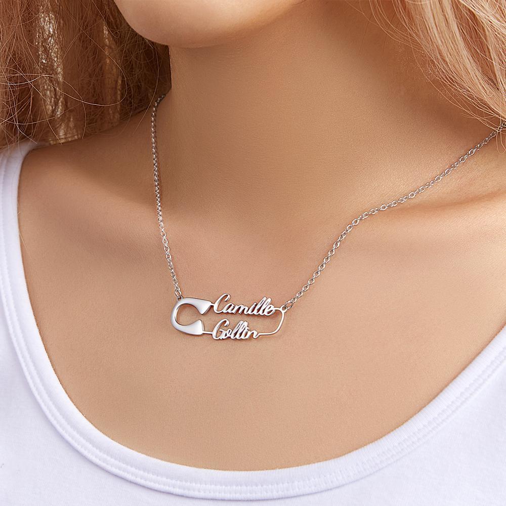 Custom Engraved Necklace Clip Shape Necklace Simple Necklace Gift for Her -