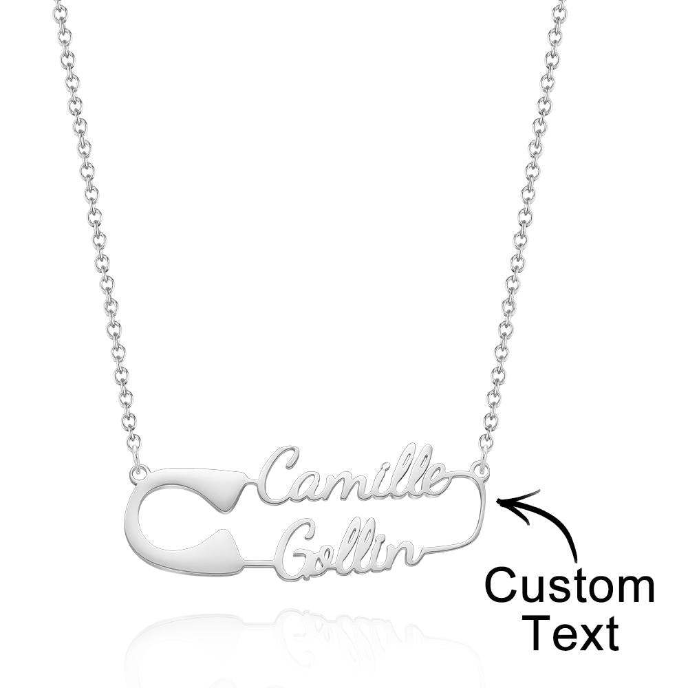 Custom Engraved Necklace Clip Shape Necklace Simple Necklace Gift for Her -