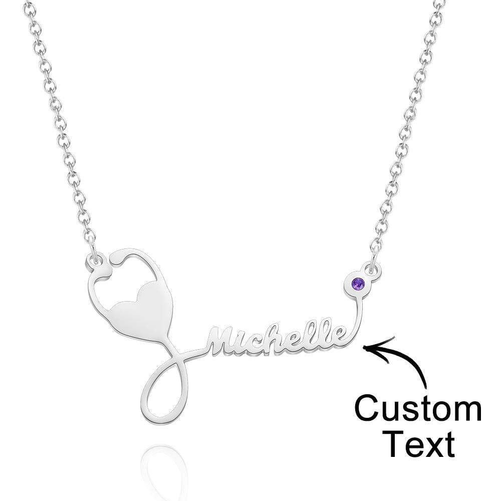 Custom Engraved Birthstone Necklace Stethoscope Gifts - 