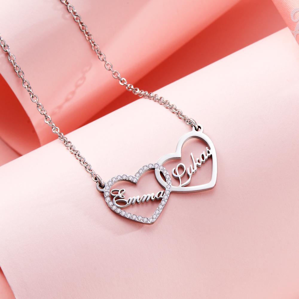 Custom Engraved Necklace Custom Name Love Rhinestones Gifts -