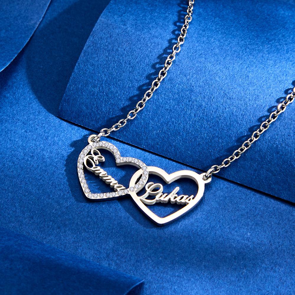 Custom Engraved Necklace Custom Name Love Rhinestones Gifts -