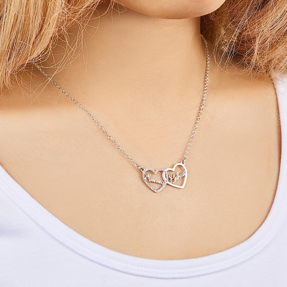 Custom Engraved Necklace Custom Name Love Rhinestones Gifts -