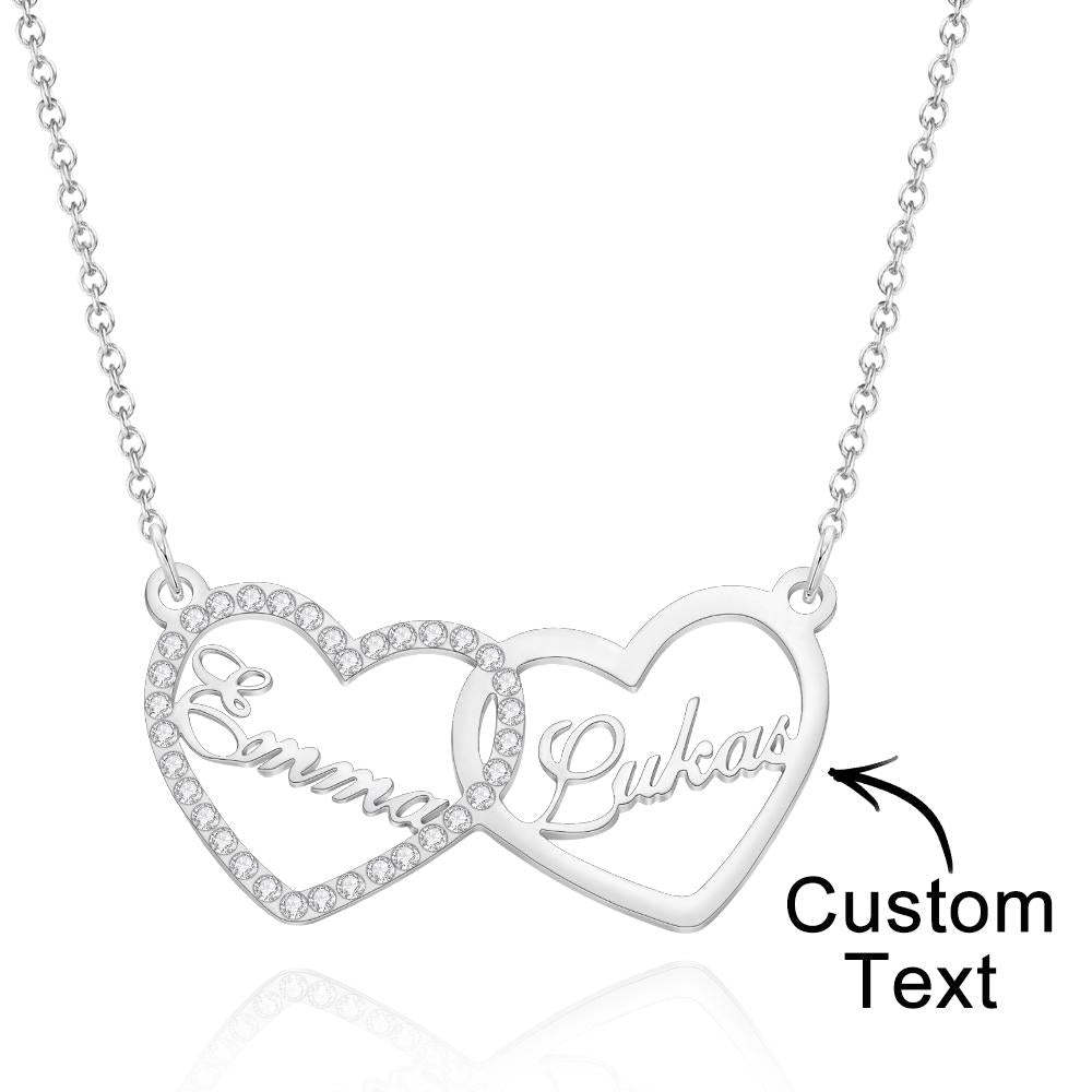 Custom Engraved Necklace Custom Name Love Rhinestones Gifts -