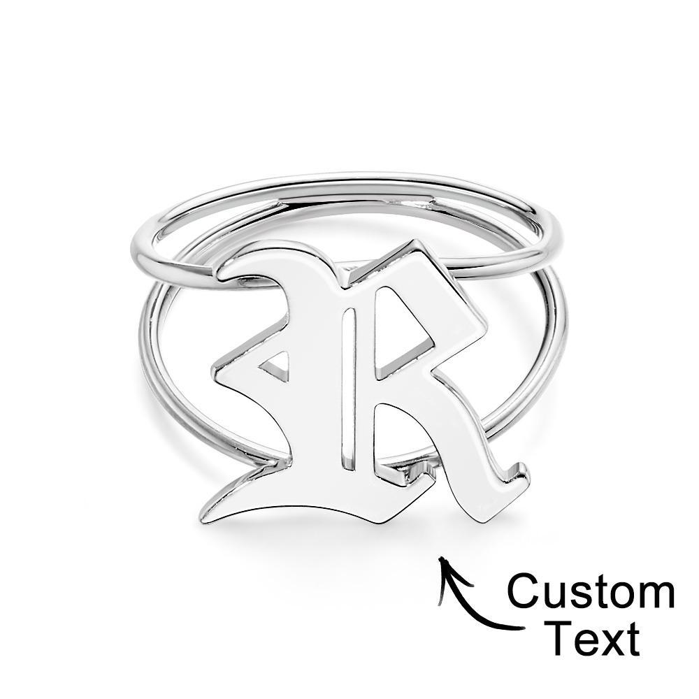 Old English Initial Custom Gothic Ring Personalized gift Ring - soufeelus