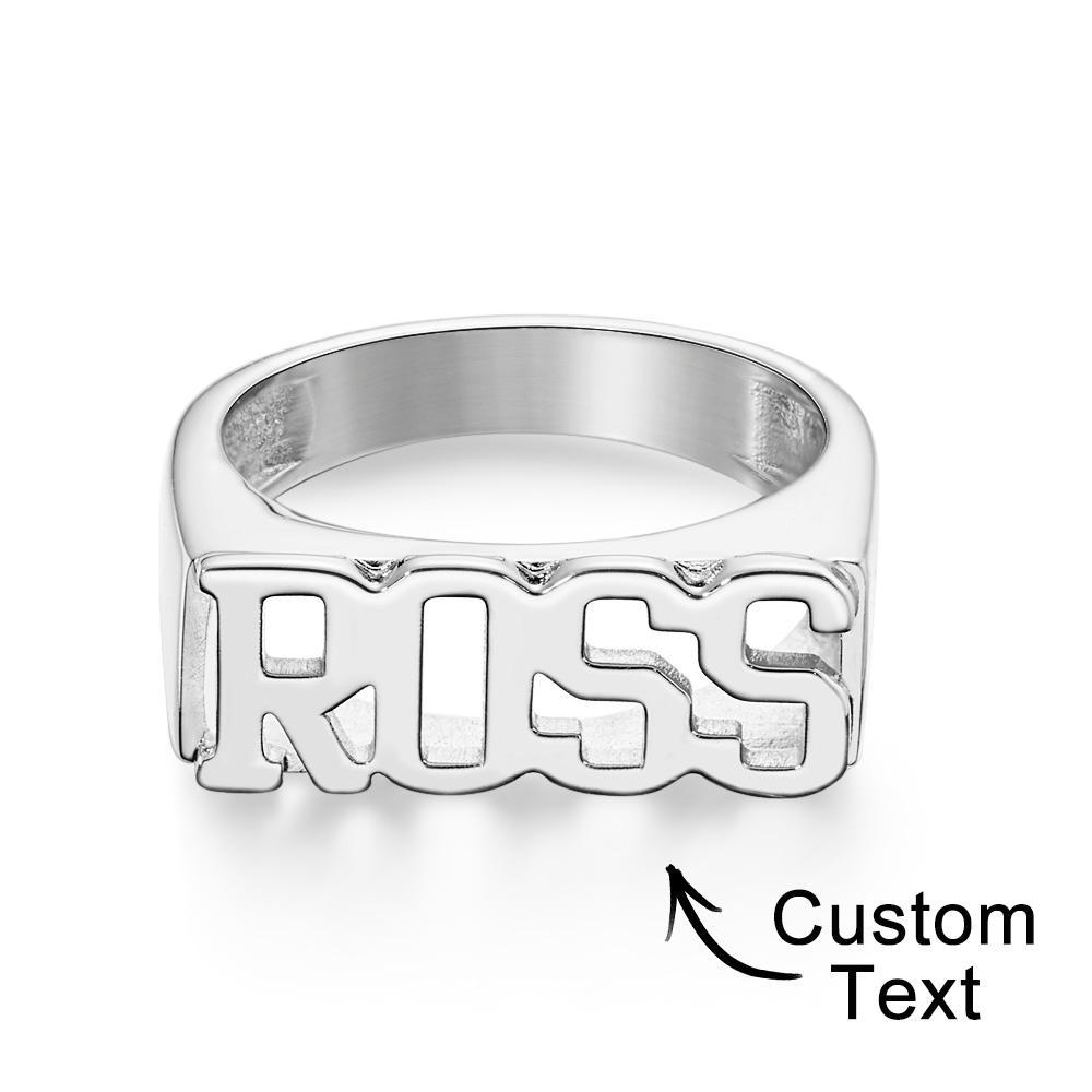 Custom Name Ring, Personalized Block Name Ring, Name Ring, Engraved Name Ring For Men and Women - soufeelus