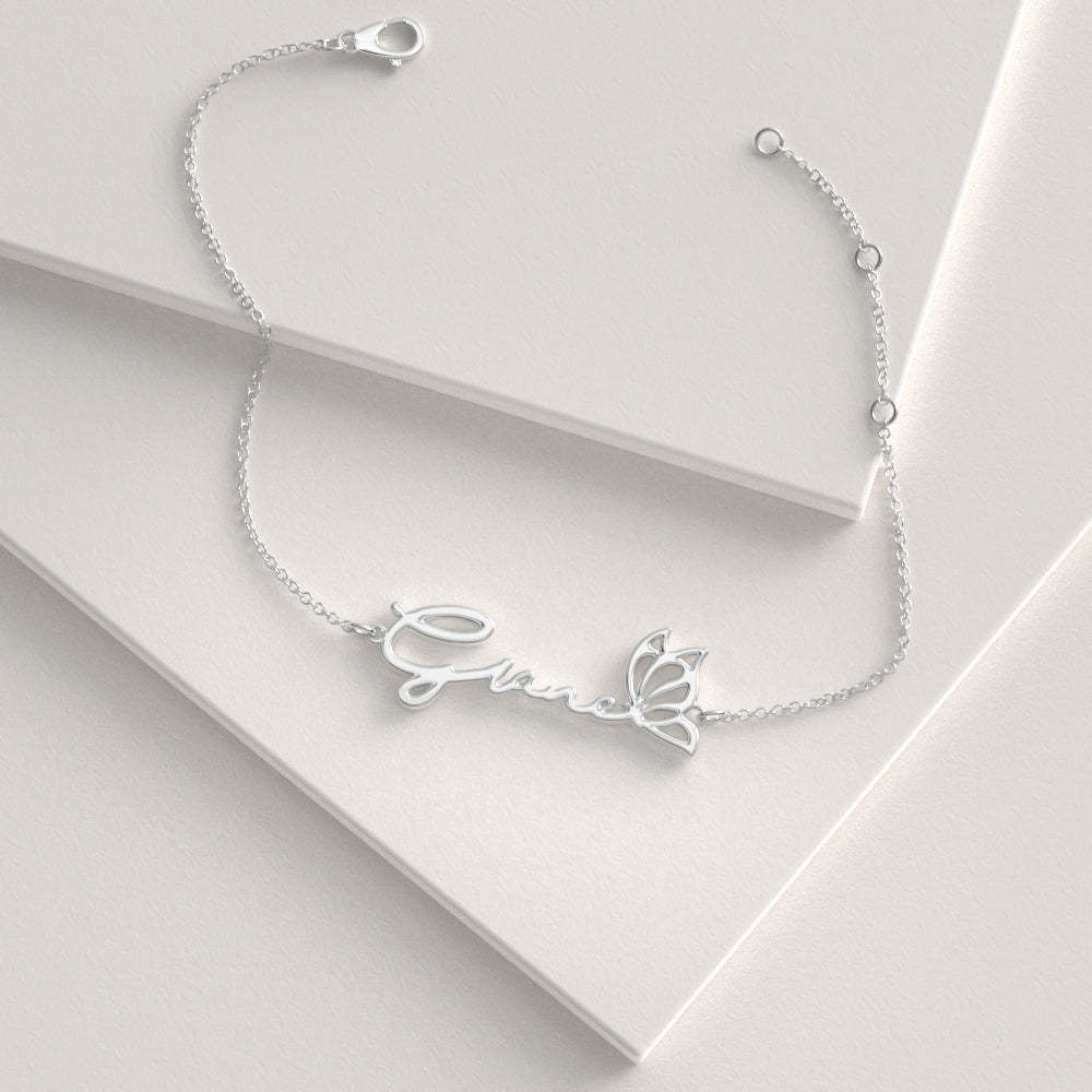 Custom Butterfly Name Bracelet, Personalized Name Gift For Your Lover -