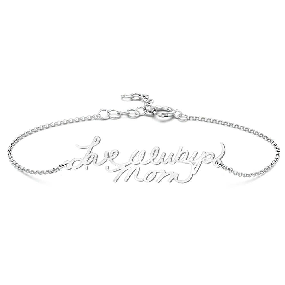 Personalized Photo Handwriting Bracelet Memorial Custom Keepsake Gift for Mom Girlfriend Family - soufeelus