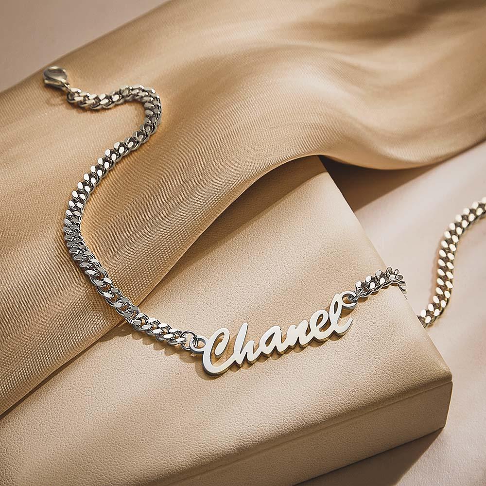 Thick Name Bracelet Personalized Your Name for Men Boys Women Heavy Curb Chain - soufeelus