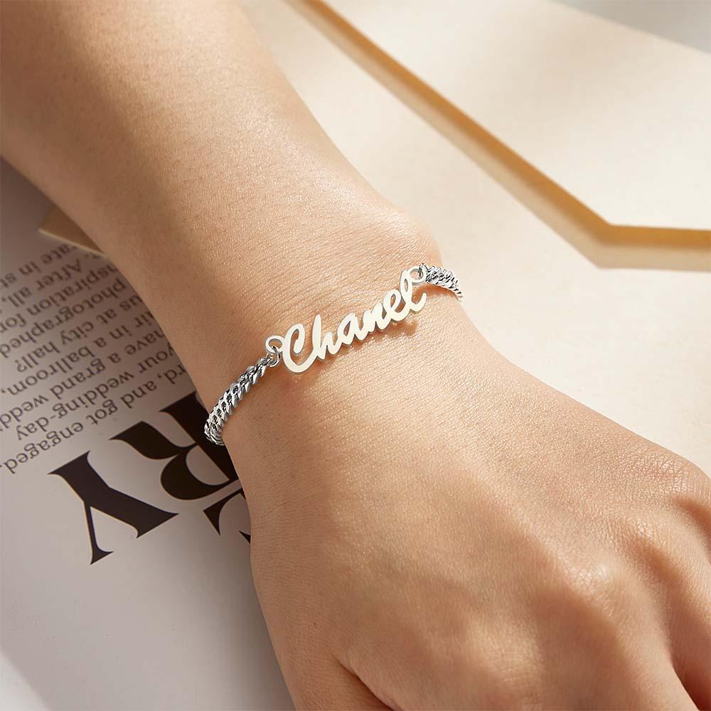 Thick Name Bracelet Personalized Your Name for Men Boys Women Heavy Curb Chain - soufeelus